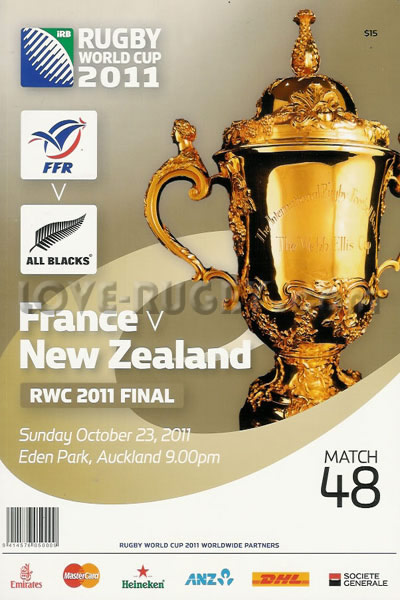 2011 New Zealand v France  Rugby Programme
